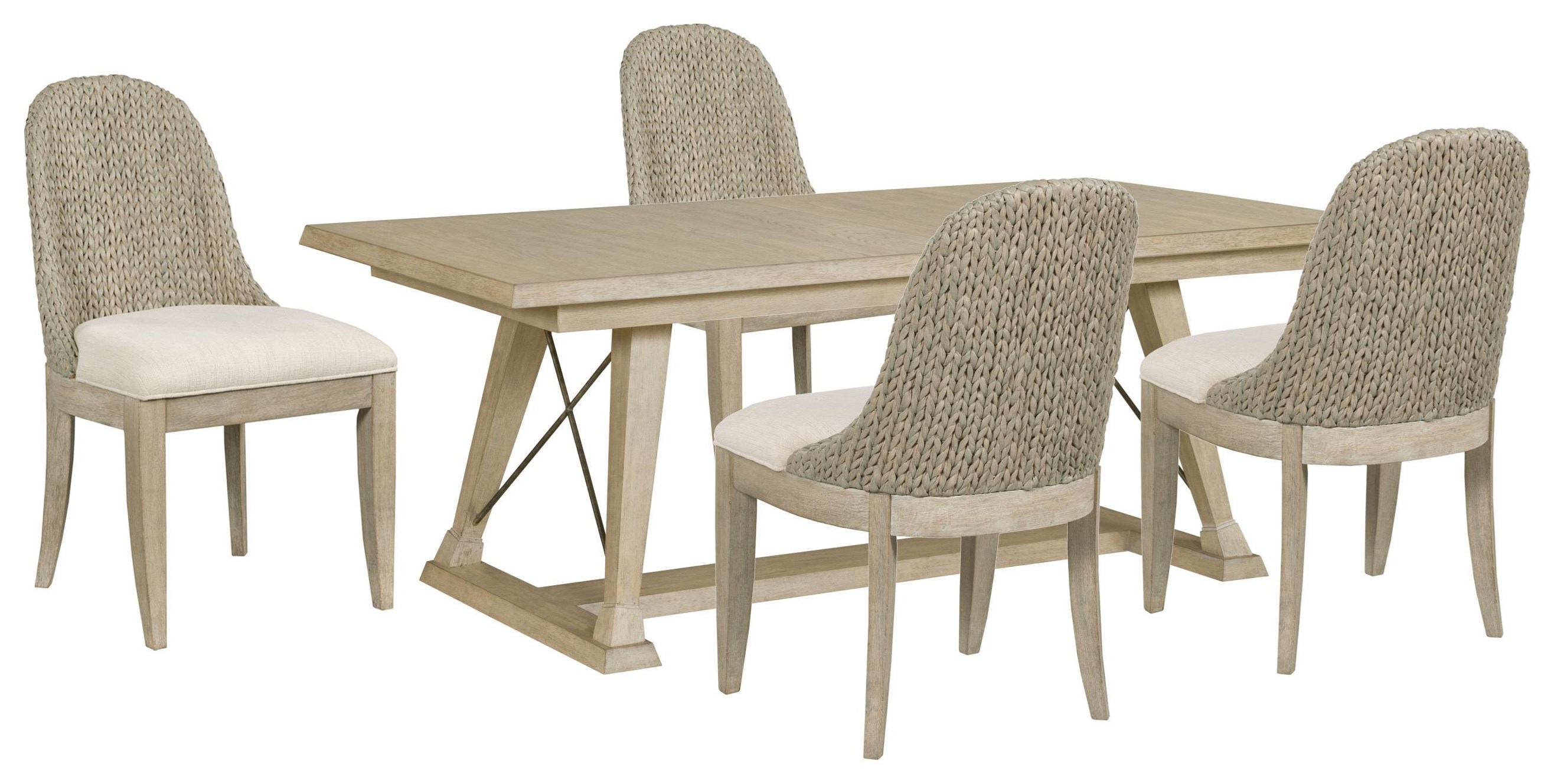 American Drew Vista Table and Four Boca Woven Side Chairs Johnny